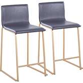 Mara 26" Counter Stool in Gold Metal & Grey Leatherette (Set of 2)